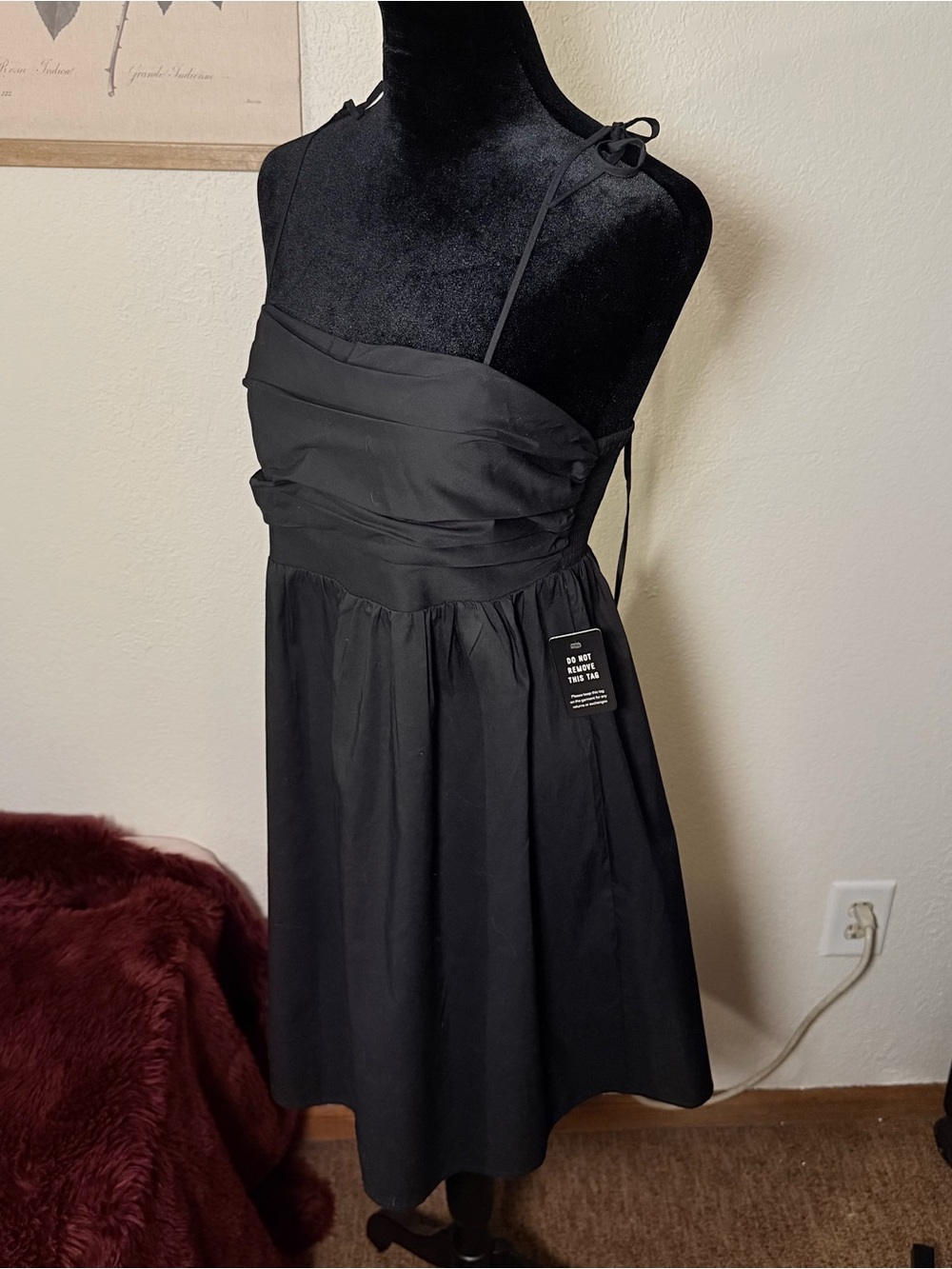New Express Black Tie-Shoulder A-Line Mini Babydoll Dress